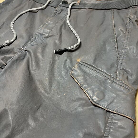 Stellson Mens Waxed Cargo Shorts Size L Gray Orange Acid Wash Switzerland Grunge - Picture 9 of 14